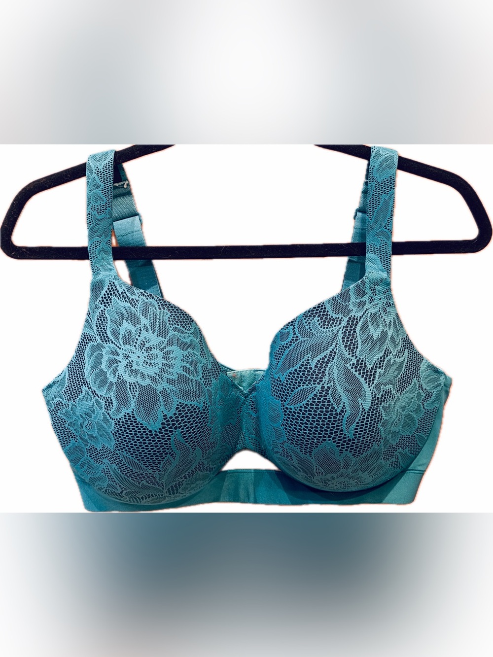 Lane Bryant Cacique 38DDDD Teal Lace Lightly Lined Full Coverage Underwire Bra